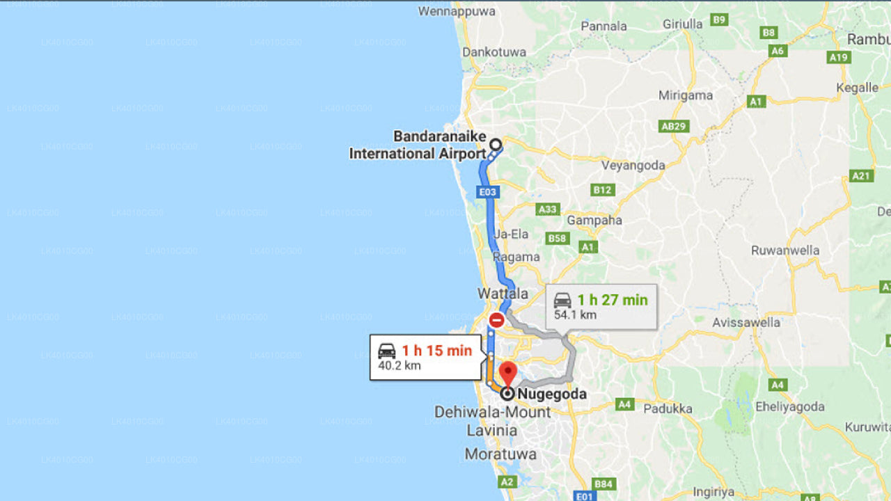 Nugegoda City  to Colombo Airport (CMB)Private Transfer