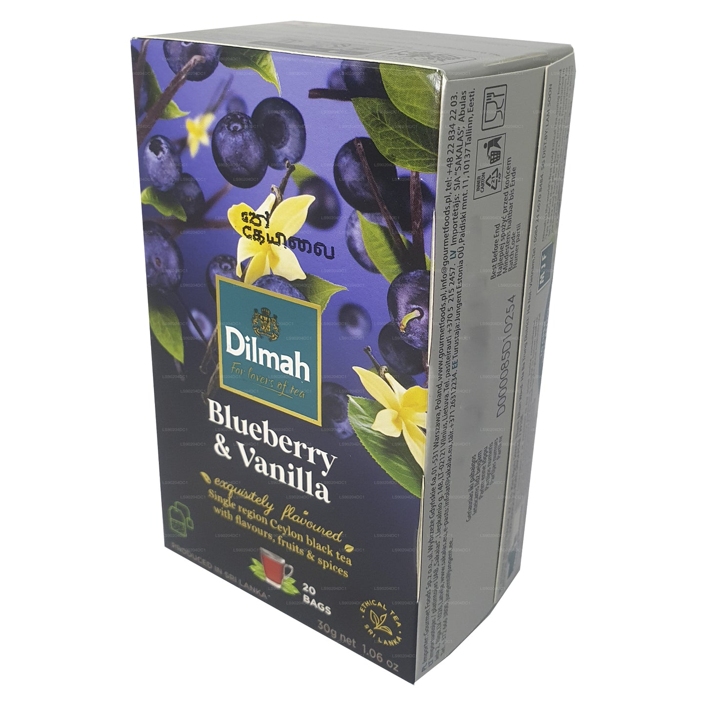 Dilmah Blueberry and Vanilla Flavored Tea (40g) 20 Tea Bags