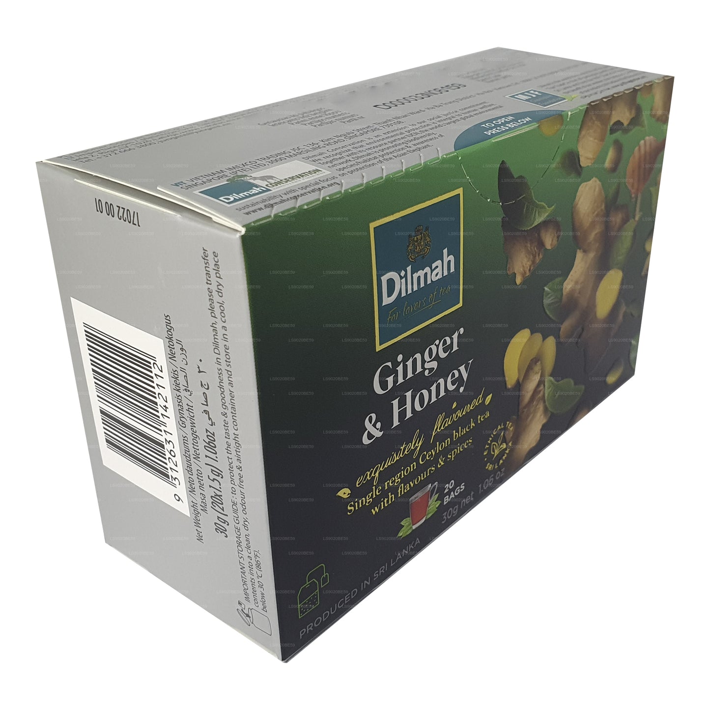 Dilmah Ginger and Honey Flavored Tea (30g) 20 Tea Bags