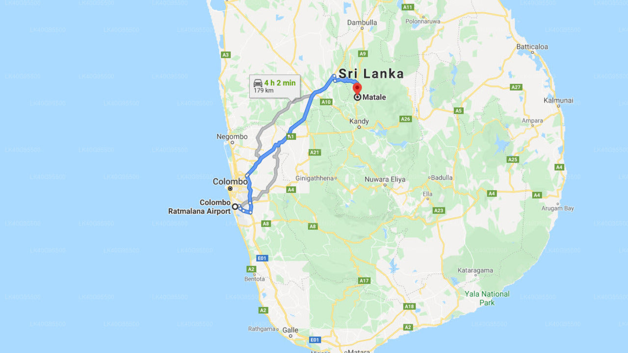 Ratmalana Airport (RML) to Matale City Private Transfer