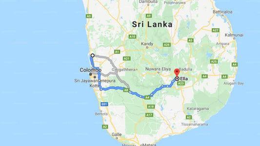 Transfer between colombo Airport (CMB) and Hotel Country Comfort, Ella