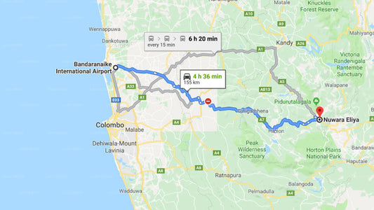 Transfer between Colombo Airport (CMB) and Hotel Ashford, Nuwara Eliya